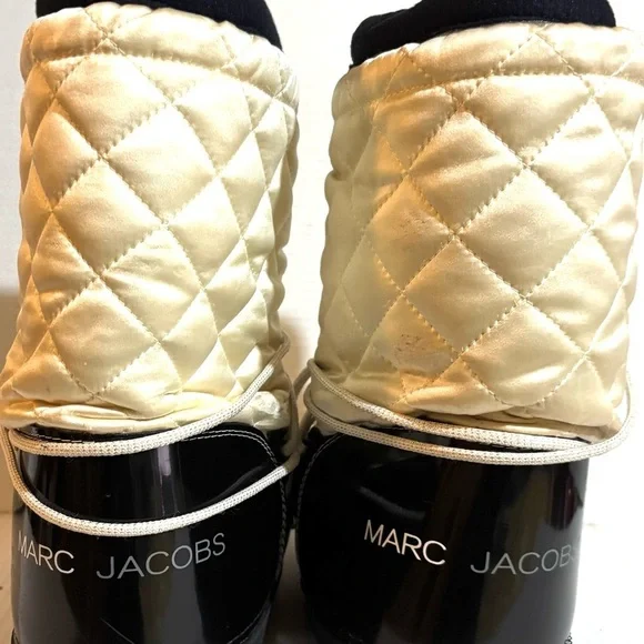 Marc Jacobs nlyon Quilted Cream and Black Winter /snow Boots - Picture 3 of 5